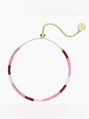 GORJANA Gigi Malibu Stripe Adjustable Bracelet / Glass Beads 18k Gold Plated
